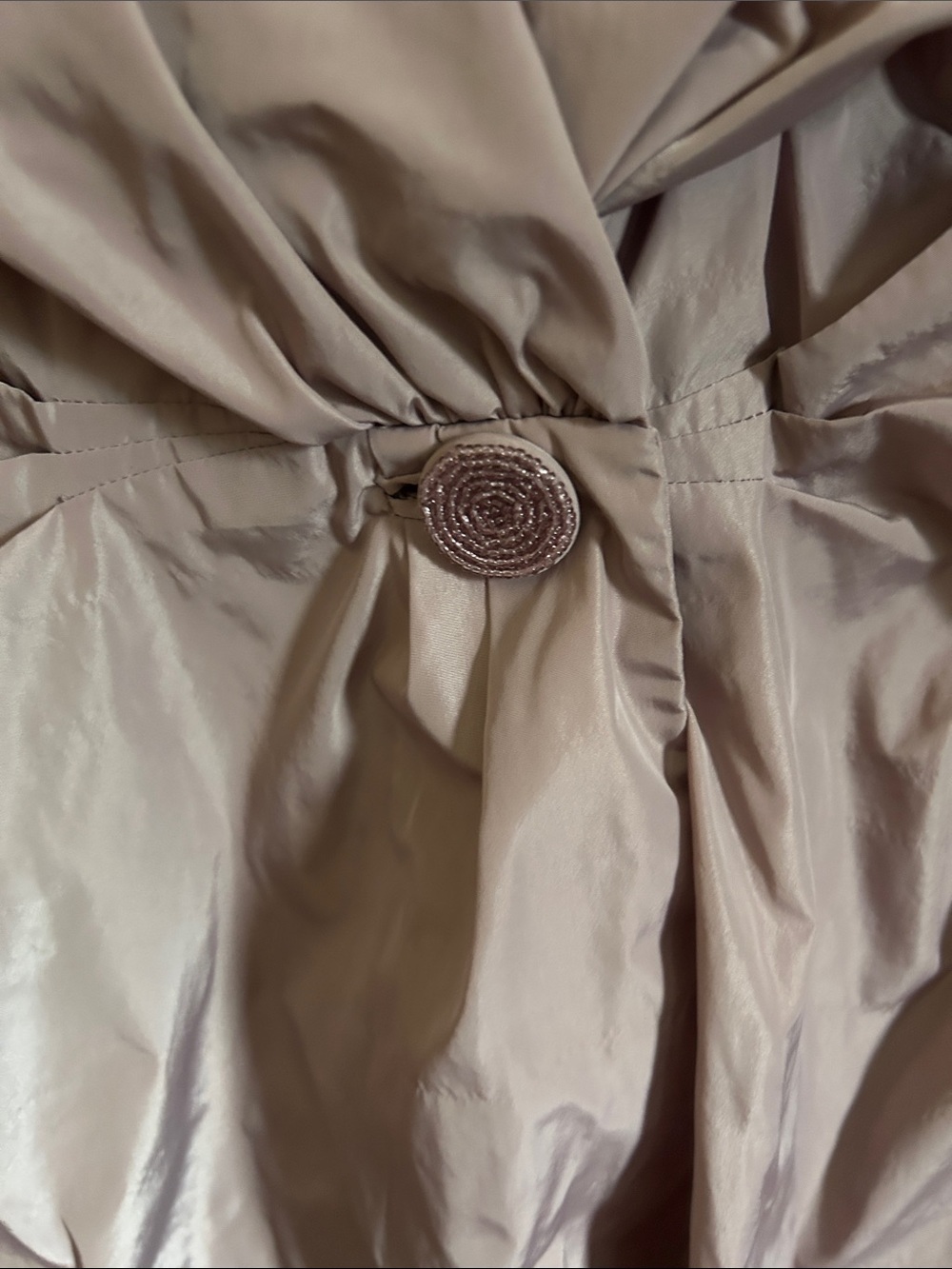 Light Taupe Draped Collar Trench Jacket - Picture 4 of 5
